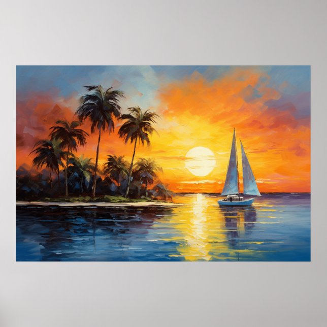 Poster Coucher de soleil en Floride avec peinture à l'hui (Devant)