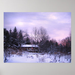 Poster Coucher de soleil en hiver
