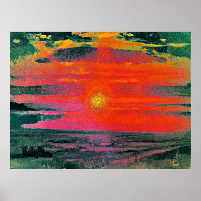 Poster Coucher de soleil en hiver, oeuvre d'Arkhip Kuindz (Devant)
