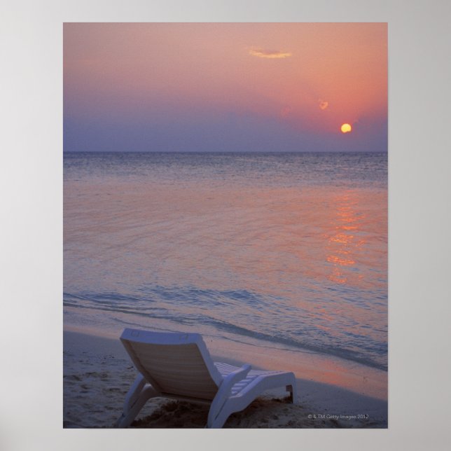 Poster Coucher de soleil et mer (Devant)