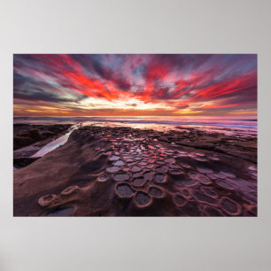 Poster Coucher de soleil Extraordinaire aux marées
