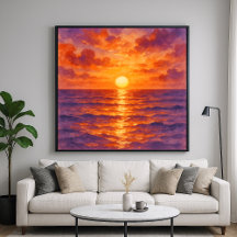 Coucher de soleil flamboyant - Style de peinture à