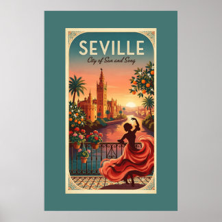 Poster Coucher de soleil flamenco à Séville