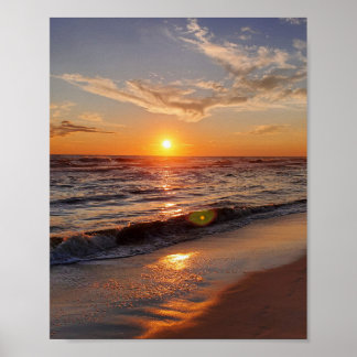 Poster Coucher de soleil magnifique à la plage