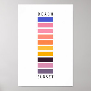 Poster Coucher de soleil minimaliste de plage déconstruit