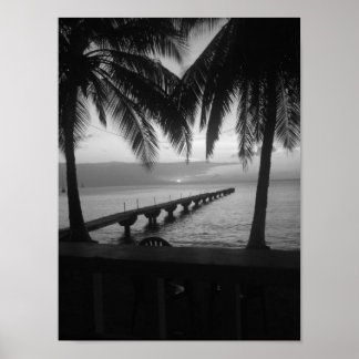 Poster Coucher de soleil noir et blanc en Dominique