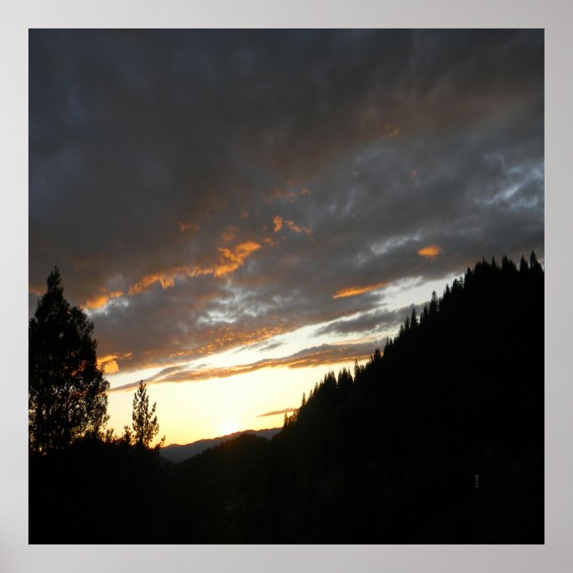 Poster Coucher de soleil nuageux doré..... (Devant)