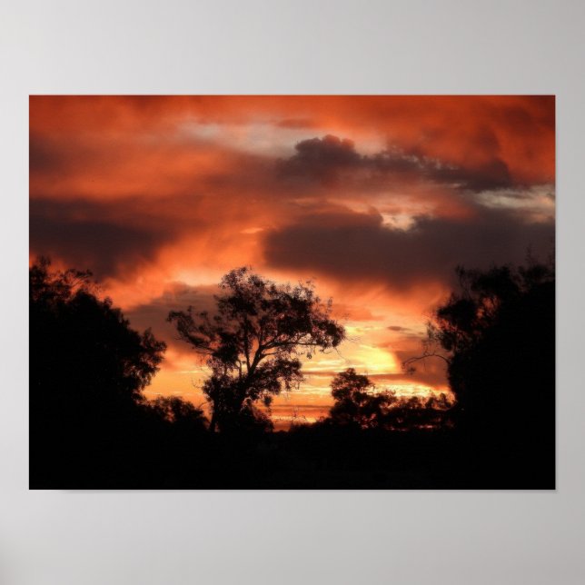 Poster Coucher de soleil orange (Devant)