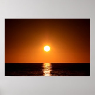 Poster Coucher de soleil orange foncé avec réflexion océa