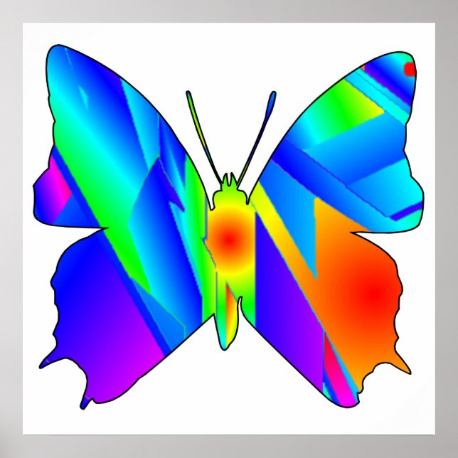 Poster Coucher de soleil papillon (Devant)