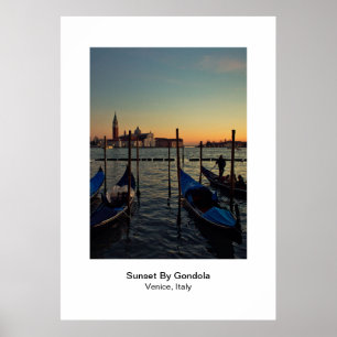 Poster - Coucher de soleil par Gondola Venice Ital