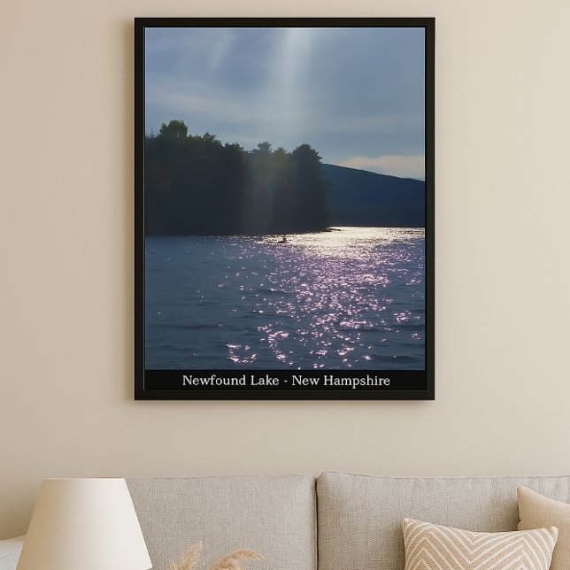 Poster Coucher de soleil peint : Kayak au lac Newfound (Créateur téléchargé)