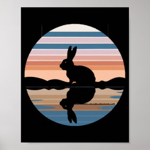 Poster Coucher de soleil rétro de lapin