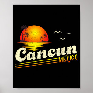 Poster Coucher de soleil rétro Vacances d'été tropicales