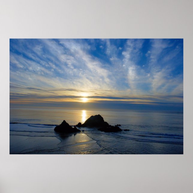 Poster Coucher de soleil romantique en Californie (Devant)
