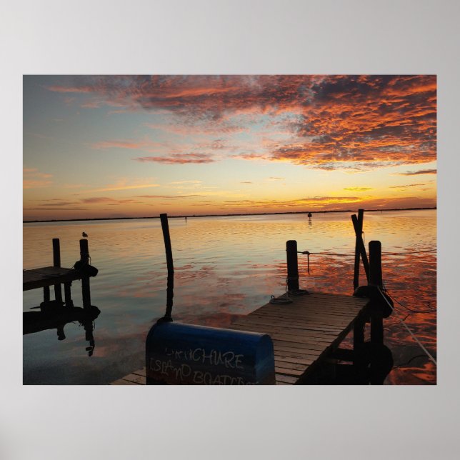 Poster Coucher de soleil romantique sur la baie (Devant)