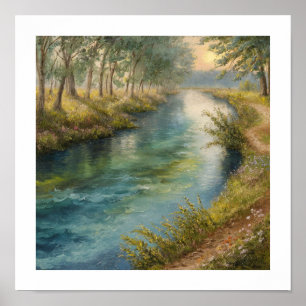Poster Coucher de soleil Serene Riverbank