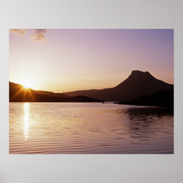 Poster Coucher de soleil Stac Pollaidh Écosse (Devant)