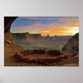 Poster Coucher de soleil sur Kiva faux