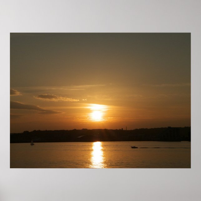 Poster Coucher de soleil sur la baie Cardiff (Devant)