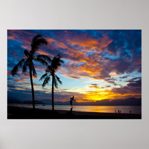 Poster Coucher de soleil sur la baie de Danang, Vietnam,