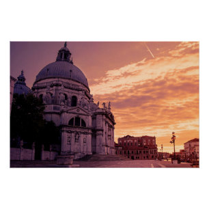 Poster Coucher de soleil sur la basilique de Venise
