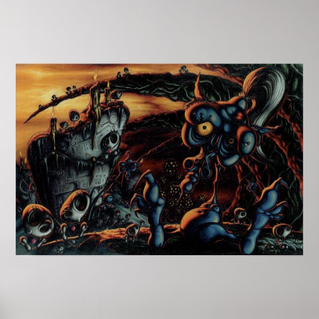 Poster Coucher de soleil sur la colline (Devant)