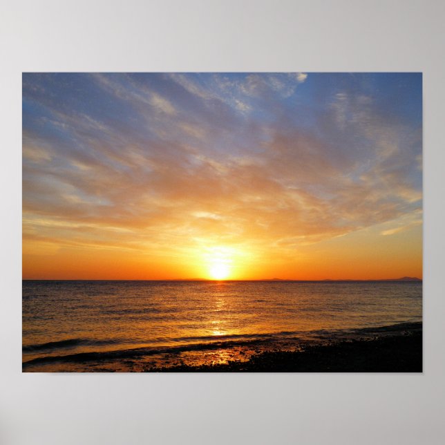 POSTER COUCHER DE SOLEIL SUR LA MER (Devant)