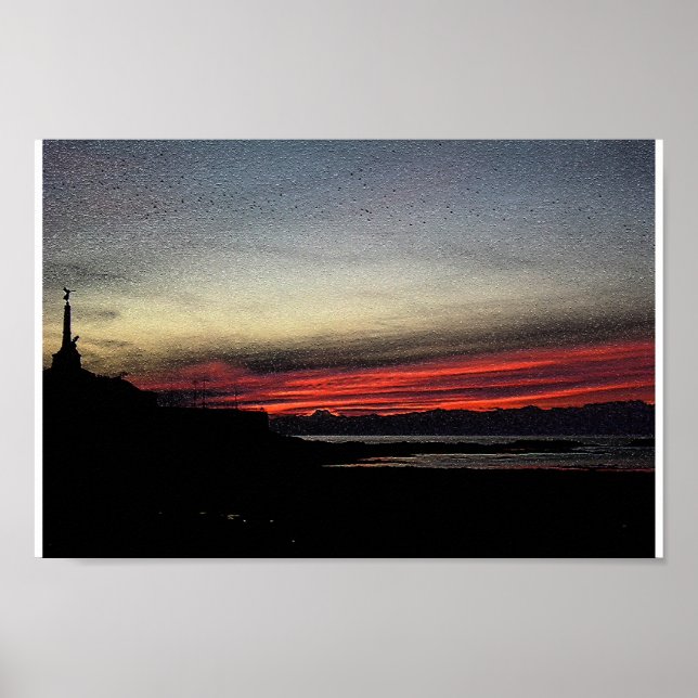 Poster Coucher de soleil sur la mer à Aberystwyth (Devant)