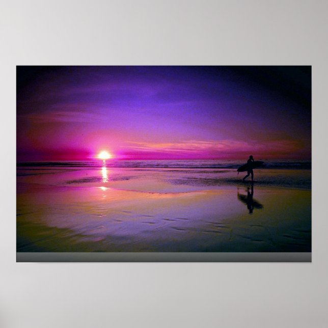 Poster Coucher de soleil sur la plage (Devant)