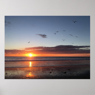 Poster Coucher de soleil sur la plage