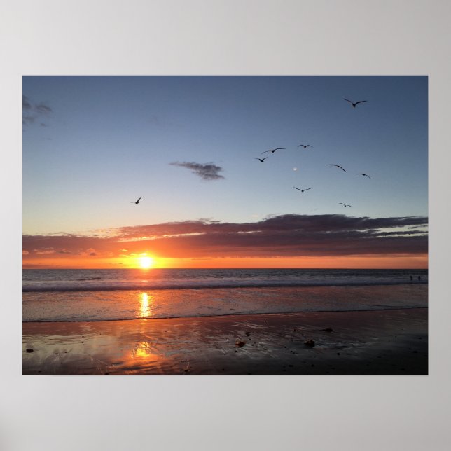 Poster Coucher de soleil sur la plage (Devant)