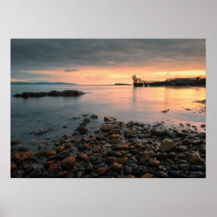 Poster Coucher de soleil sur la plage de Salthill à Galwa