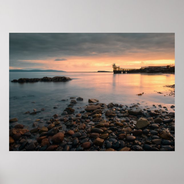 Poster Coucher de soleil sur la plage de Salthill à Galwa (Devant)
