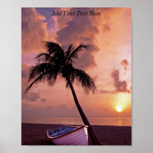 Poster Coucher de soleil sur la plage foncée personnalisé