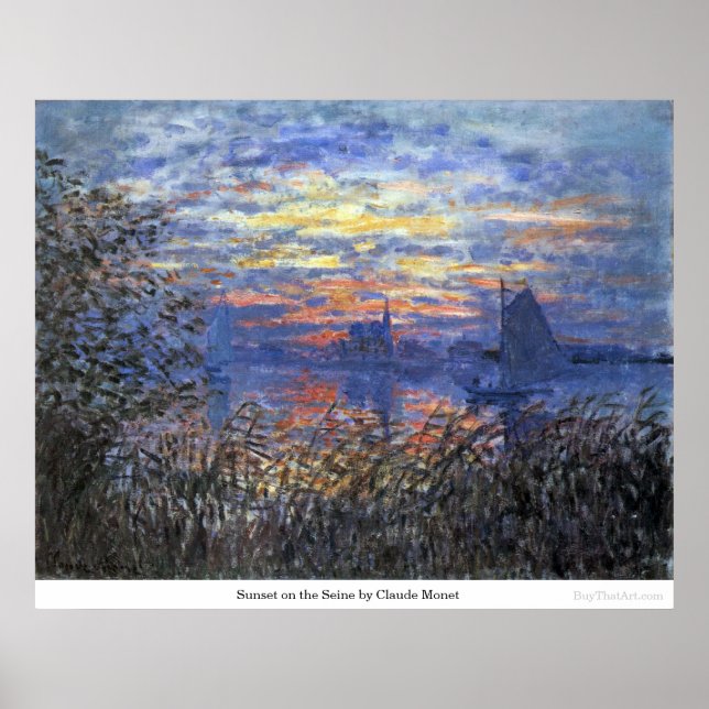 Poster Coucher de soleil sur la Seine par Claude Monet (Devant)