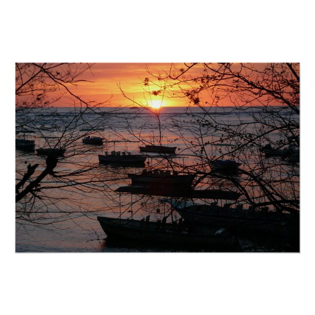 Poster Coucher de soleil sur le Costa Rica à Tamarindo (Devant)