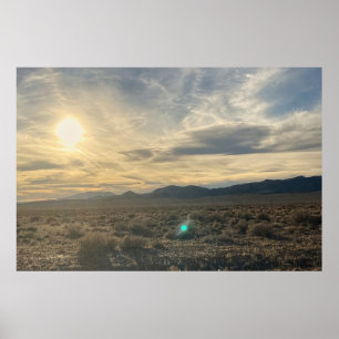 Poster Coucher de soleil sur le désert du Nevada – Ciel d