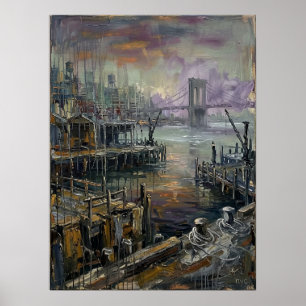 Poster Coucher de soleil sur le front de mer de Brooklyn 