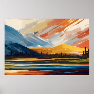 Poster Coucher de soleil sur le lac