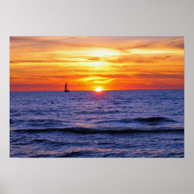 Poster Coucher de soleil sur le lac Michigan 2 (Devant)
