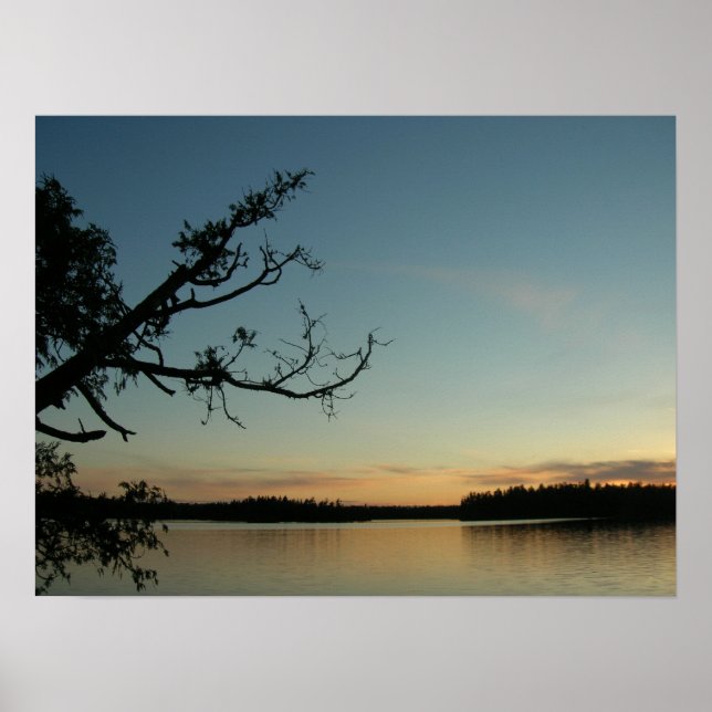 Poster Coucher de soleil sur le lac Sawbill (Devant)