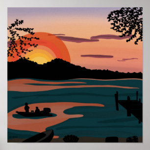 Poster Coucher de soleil sur le lac Ten Mile