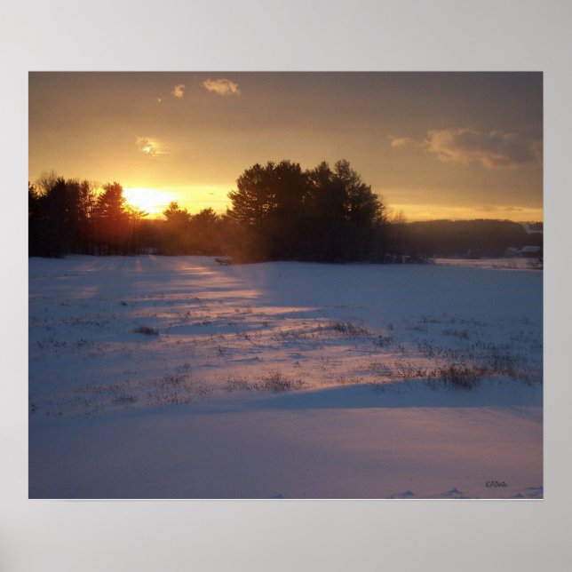 Poster Coucher de soleil sur le terrain (Devant)