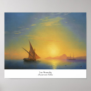 Poster Coucher de soleil sur les eaux marines d'Ischia Iv