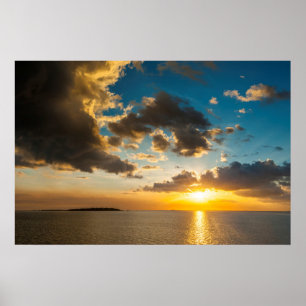 Poster Coucher de soleil sur l'océan, Fidji