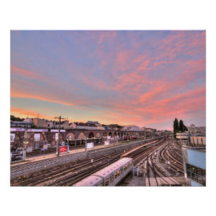 Poster Coucher de soleil sur Spittelau, Vienne Autriche