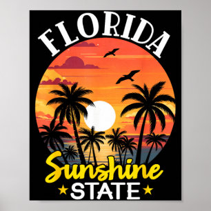 Poster Coucher de soleil tropical sur la plage au palmier