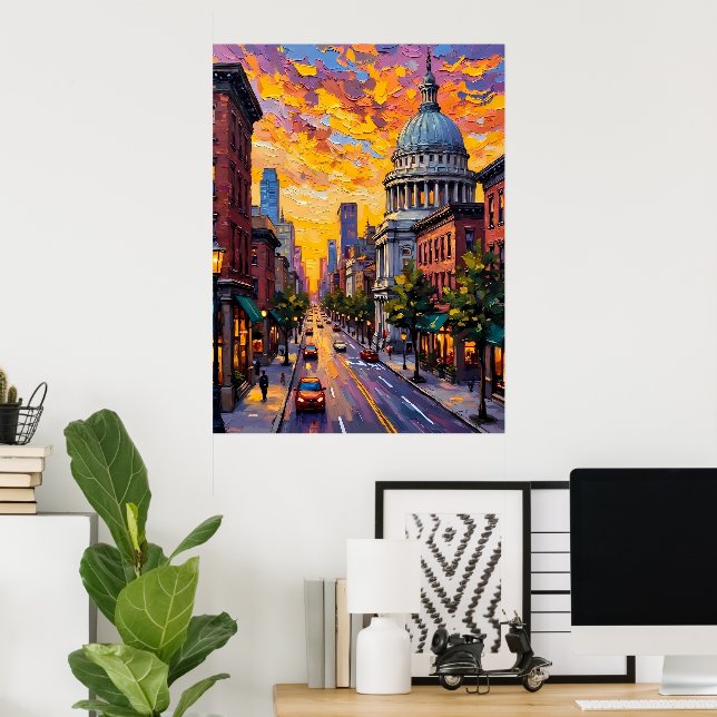 Poster Coucher de soleil urbain (Bureau à domicile)