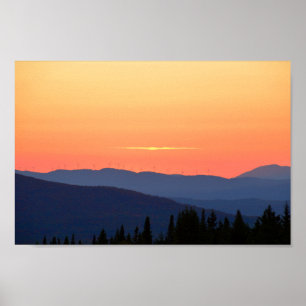 Poster Coucher De Soleil Vermont Avec Turbines Éoliennes